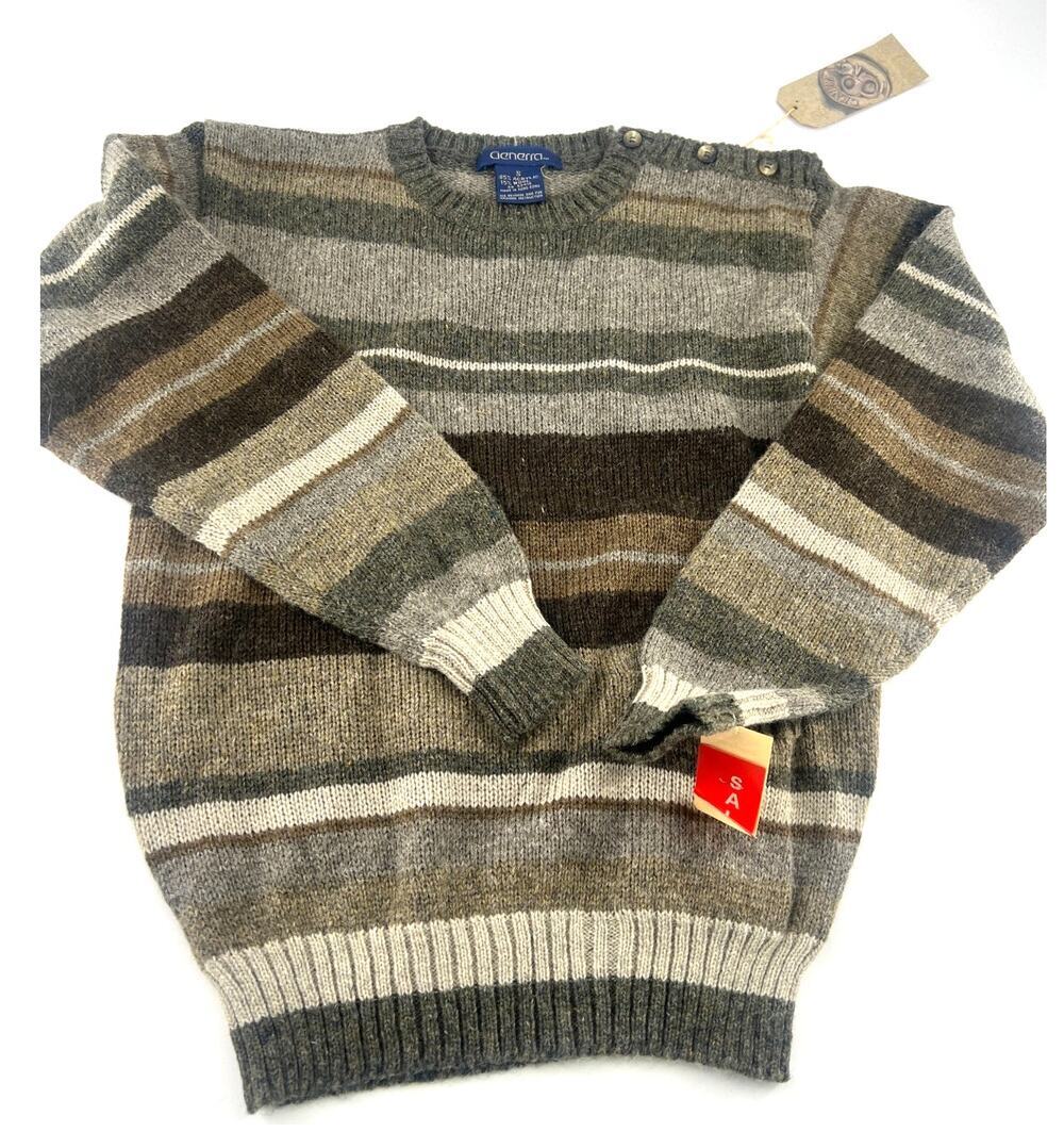 Vtg Generra Sweater Mens Small Gray Brown Wool Blend Pullover Cottage Y2K NEW